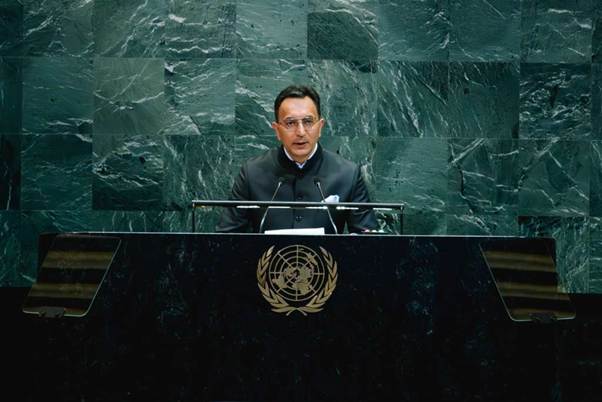 Shri Jitin Prasada, Union Minister of State delivers the national statement at the High-level Meeting of the United Nations General Assembly on the overall review of the implementation of the outcomes of the World Summit on the Information Society (WSIS+20) in New York